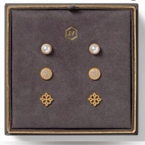 Julie Vos - Gold Pearl and Pave Stud Earring Set - Women Jewelry
